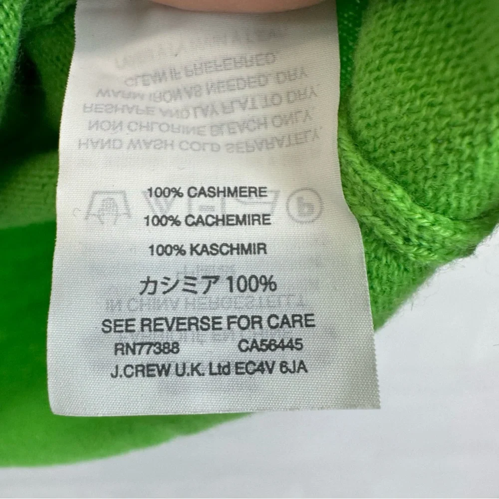 J.Crew Collection Italian Cashmere Crewneck‎ Sweater Lime Green Women’s XXS